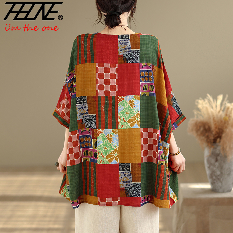 THHONE Kemeja Wanita Cetak Lon - Korean Lifestyle ulasan dan harga